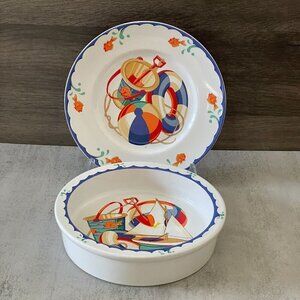Tiffany & Co. Tiffany Seashore Vintage Child's Bowl Plate Two Piece Ceramic Set